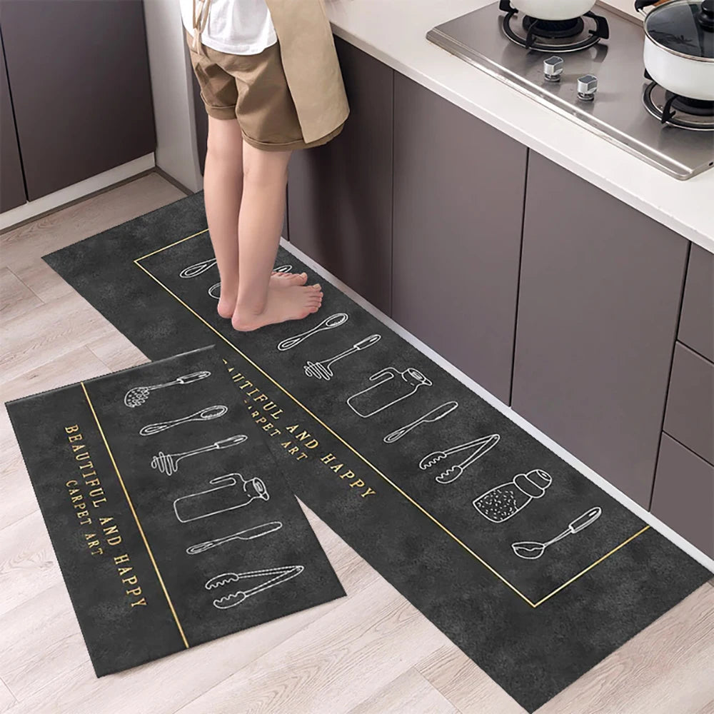 Tapis de cuisine antidérapant, longs tapis en velours de cristal pour le salon, tapis de pied absorbants, paillasson de chambre, paillasson transparent, petits tapis