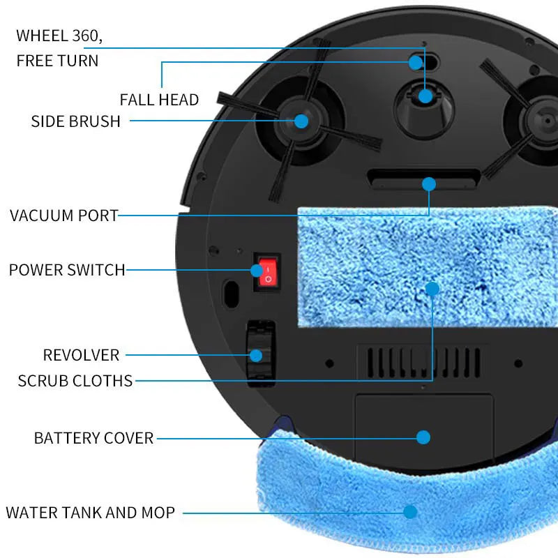 Nouveau robot aspirateur intelligent sans fil multifonctionnel super silencieux, aspirant, essuie-tout, humidifiant pour un appareil ménager à usage domestique