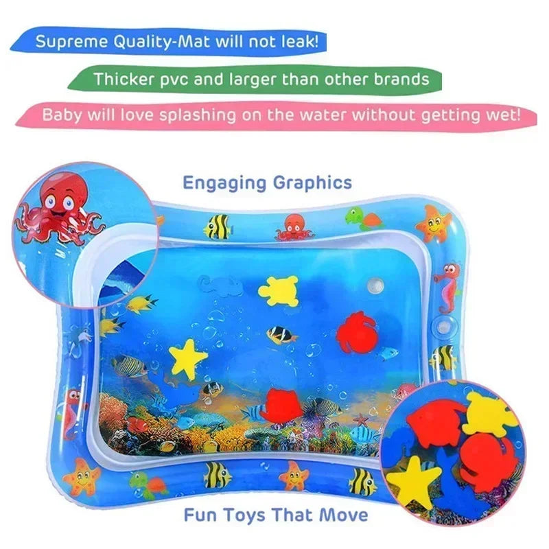 Tapis de jeu gonflable pour bébé en PVC, coussin gonflable, temps passé sur le ventre, matelas d’eau pour tout-petits, éducation précoce, développement d’activité, jouets