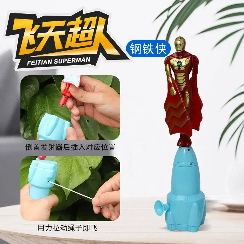 jouet / Jeux Figurine volante Spiderman Bamboo Dragonfly Jouet volant Iron Man Capitaine Ficelle Rotative Jouets volants Jouet d’extérieur pour garçons Enfants Cadeau