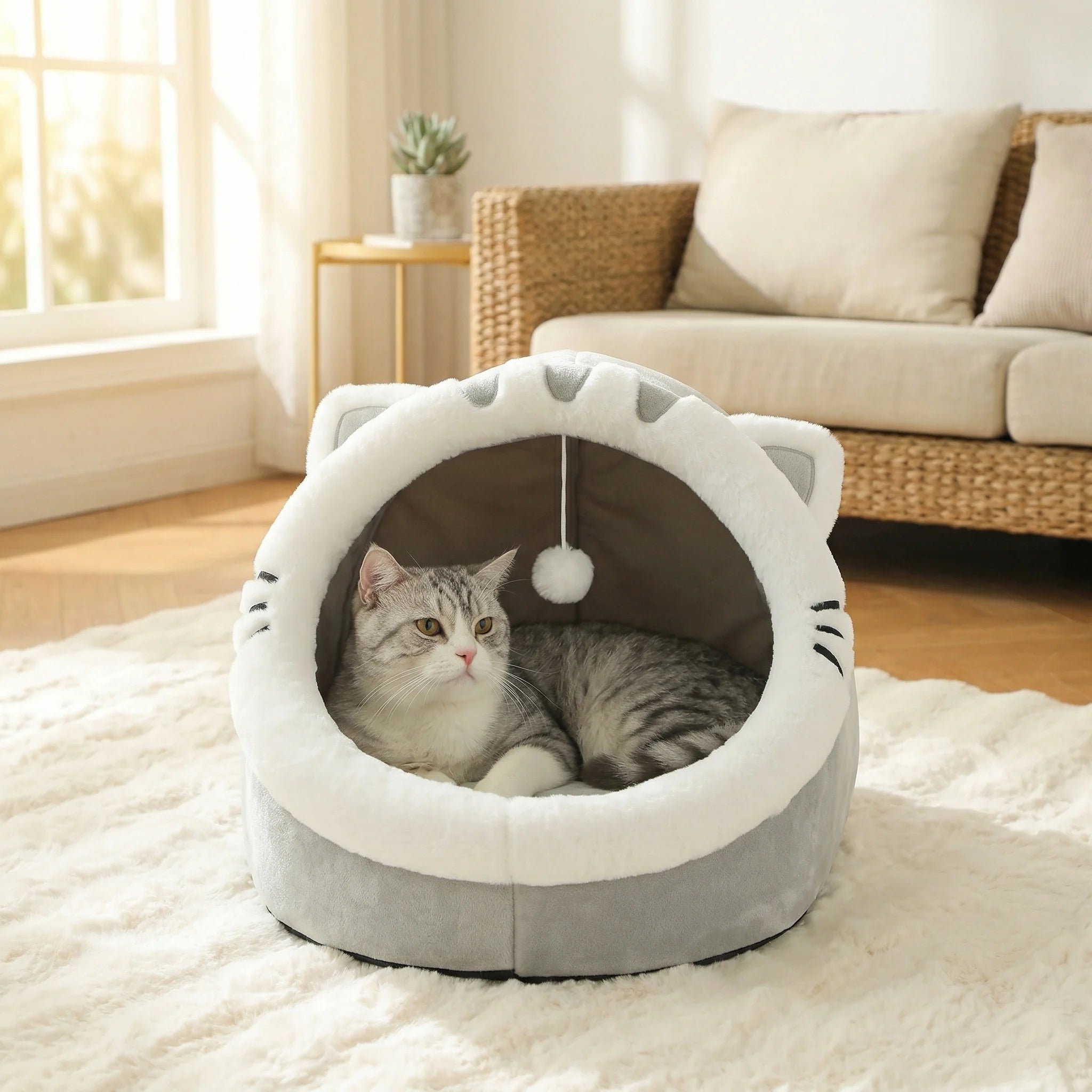 Maison de chat mignonne et douce, lit super pour chat, sommeil chaud et profond, confort, lit pour chat, animaux de compagnie, tente, nid confortable dans la grotte, petit tapis pour chien, sac