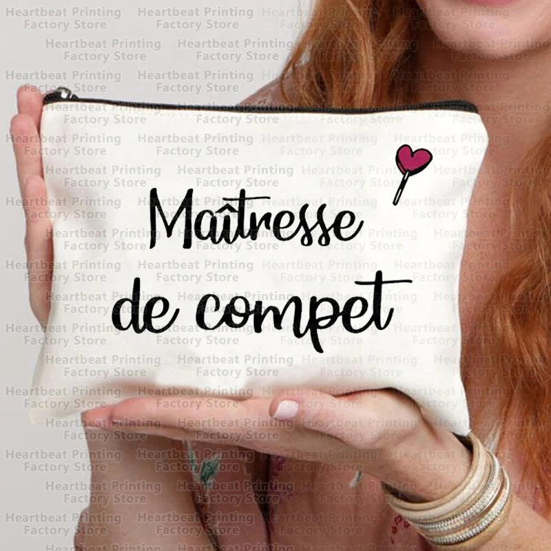 Merci Maîtresse Imprimer Sac de cosmétiques de voyage Sac de rouges à lèvres Trousse Pochette Sacs pour femmes Cadeau de retour à l’école