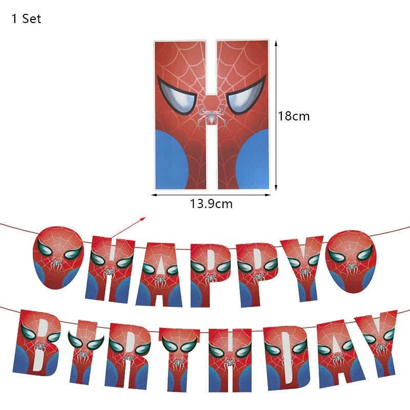 Décoration de fête d’anniversaire SpiderMan, ballons en latex et aluminium, vaisselle jetable pour enfant, fournitures d’événement, bannière en arrière-plan