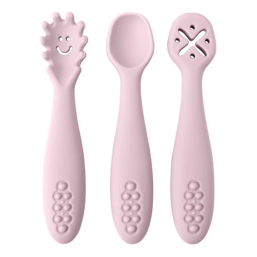 3PCS Mignon Bébé Apprentissage Cuillères Ustensiles Ensemble Nouveau-né Alimentation Cuillère Ensemble Tout-petit Cuillère Sevrage Couverts Enfants Tablewar