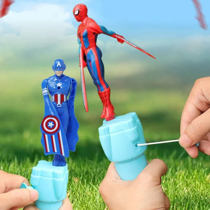 jouet / Jeux Figurine volante Spiderman Bamboo Dragonfly Jouet volant Iron Man Capitaine Ficelle Rotative Jouets volants Jouet d’extérieur pour garçons Enfants Cadeau