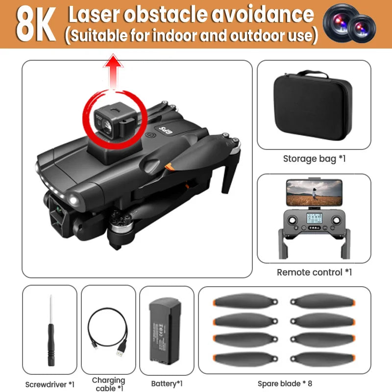 Lenovo V198Max GPS Drone 4K Professionnel 8K HD Deux caméras Moteur sans balais 5G WIFI FPV RC Quadcopter Hélicoptère avec jouet d’écran