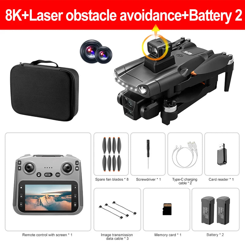 Lenovo V198Max GPS Drone 4K Professionnel 8K HD Deux caméras Moteur sans balais 5G WIFI FPV RC Quadcopter Hélicoptère avec jouet d’écran