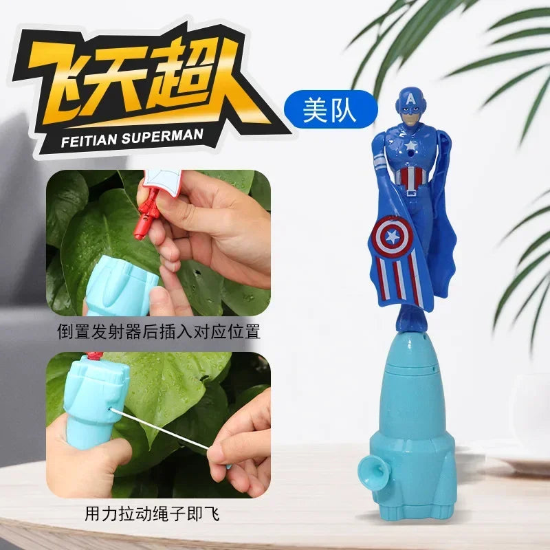 jouet / Jeux Figurine volante Spiderman Bamboo Dragonfly Jouet volant Iron Man Capitaine Ficelle Rotative Jouets volants Jouet d’extérieur pour garçons Enfants Cadeau
