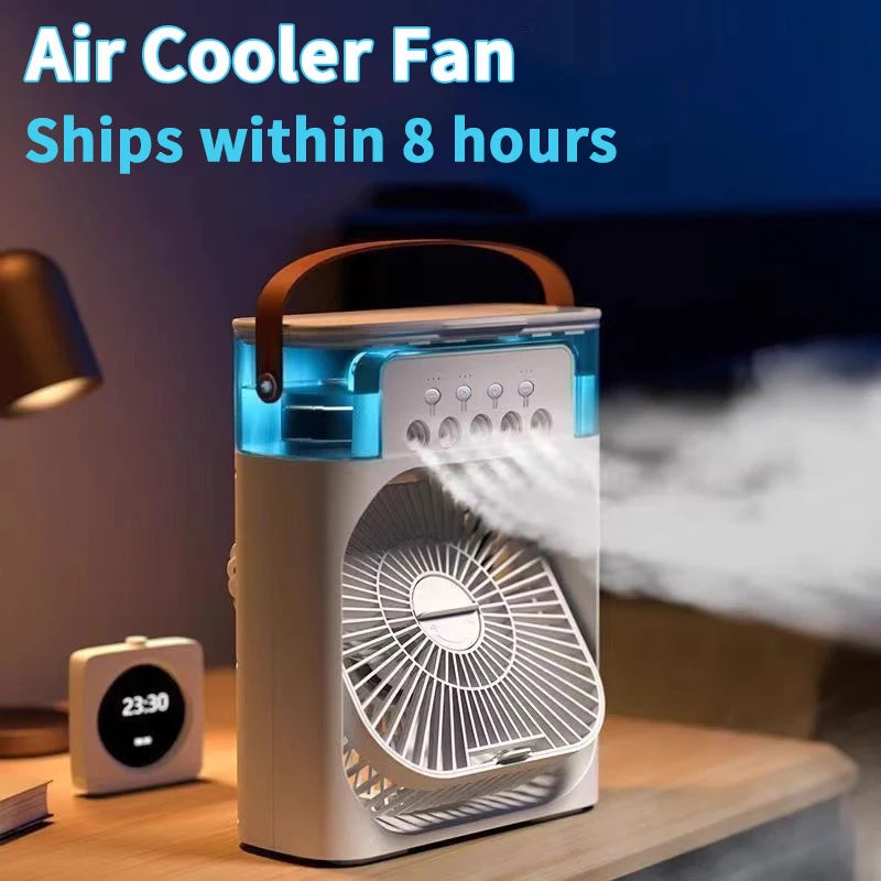 Nouveau 3 en 1 Ventilateur AIr Climatiseur Domestique Mini Refroidisseur d’air LED Veilleuse Humidificateur portable Réglage de l’air Ventilateur Bureau Home Fan