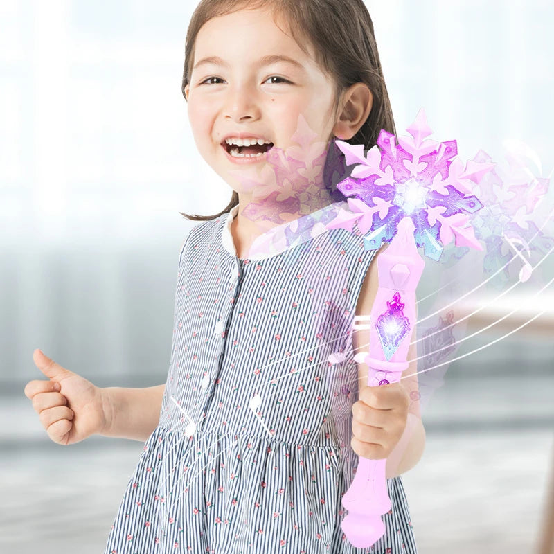 Ventes en hot Anime Frozen Princess Elsa Musique Magie Flocon de neige Baguette Bague Couronne Coffret Maquillage Jouets L’anniversaire de la fille Cadeaux de Noël