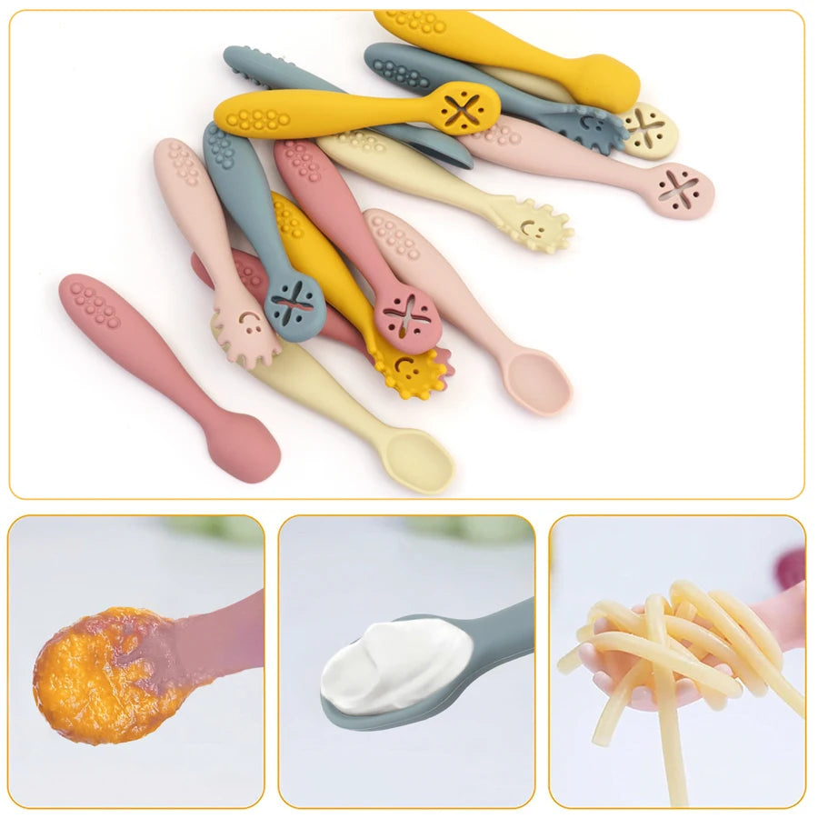 3PCS Mignon Bébé Apprentissage Cuillères Ustensiles Ensemble Nouveau-né Alimentation Cuillère Ensemble Tout-petit Cuillère Sevrage Couverts Enfants Tablewar
