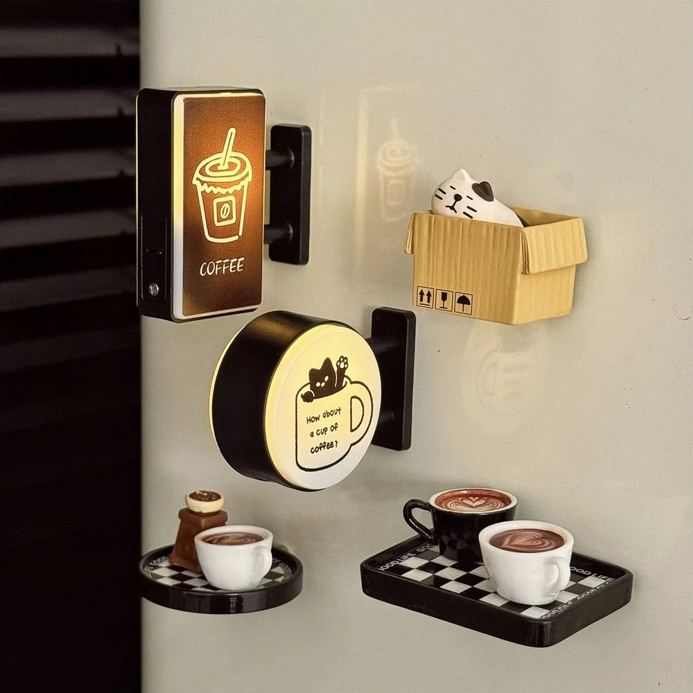 Mini lightbox réfrigérateur aimant café japonais tourisme créatif souvenir magnétique lumineux boîte de lumière décoration maison cadeau
