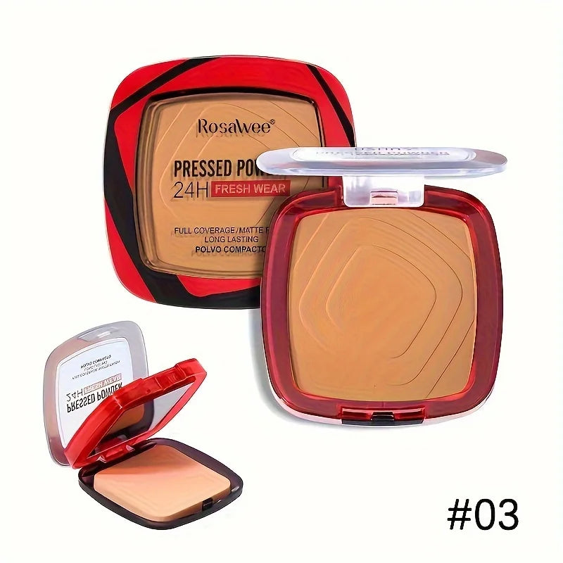 Fond de teint en poudre pressée mate à couverture complète avec applicateur moussant, maquillage en poudre de finition léger mat 24H Fresh Wear