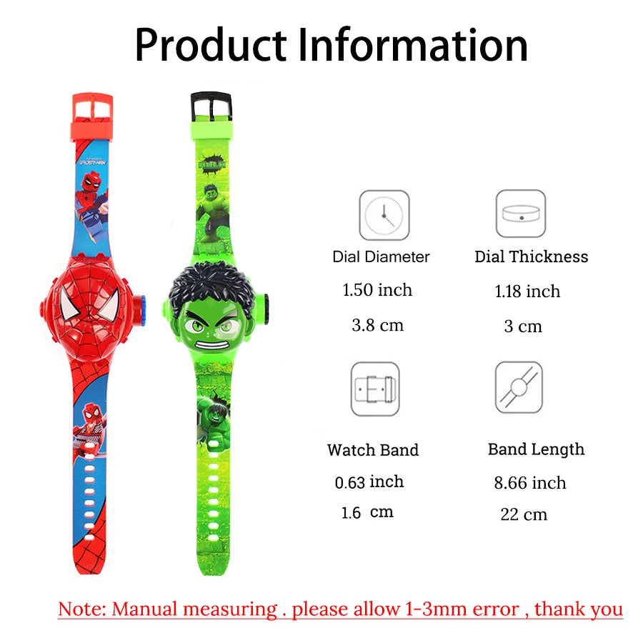 Projection de mode Spider-Man Montres pour enfants pour garçons Captain America Iron Man Montre pour enfants Horloge numérique Jouets d’étudiants Cadeaux