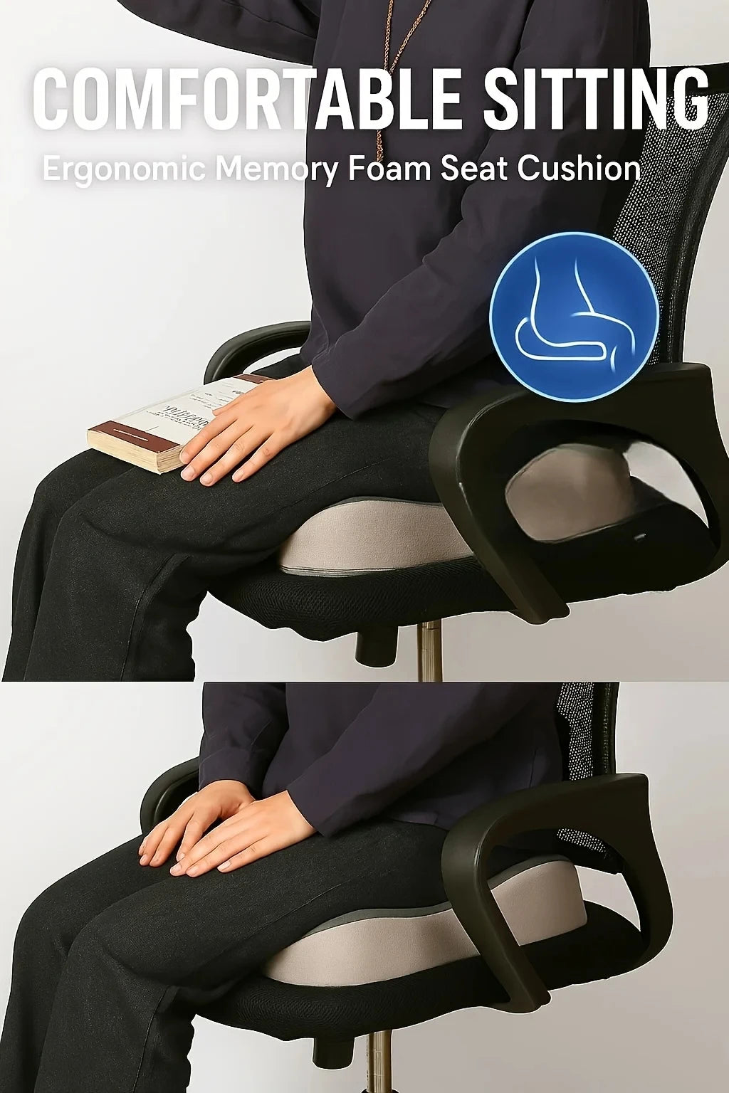 Coussin d’assise en mousse à mémoire de forme, coccyx, sciatique lombaire, soulagement de la douleur, confort, chaise de bureau, siège d’auto, coussin anti-dérapant, orthopédique, membrane