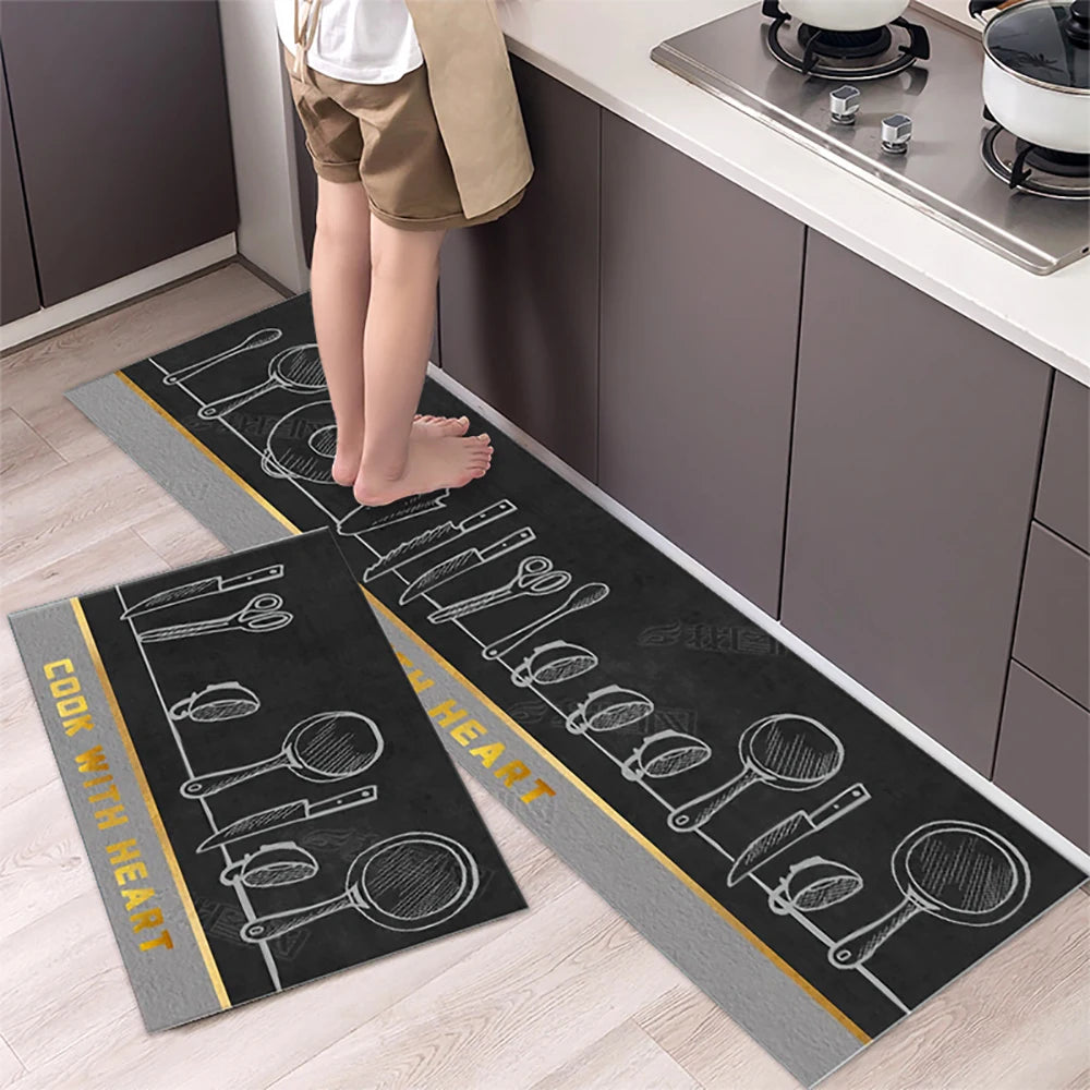 Tapis de cuisine antidérapant, longs tapis en velours de cristal pour le salon, tapis de pied absorbants, paillasson de chambre, paillasson transparent, petits tapis