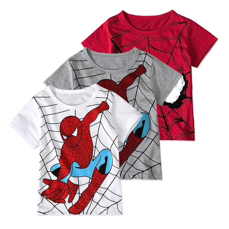Tshirt enfant dessin animé Anniversaire des garçons Marvel Spiderman Chemises Manches courtes Sport décontracté Tops pour enfants Baby Print Super Hero Anniversaire Party Wear