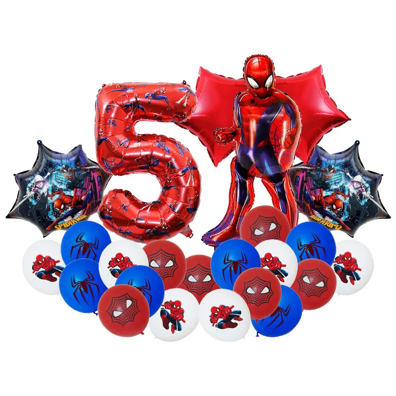 Décoration de fête d’anniversaire SpiderMan, ballons en latex et aluminium, vaisselle jetable pour enfant, fournitures d’événement, bannière en arrière-plan