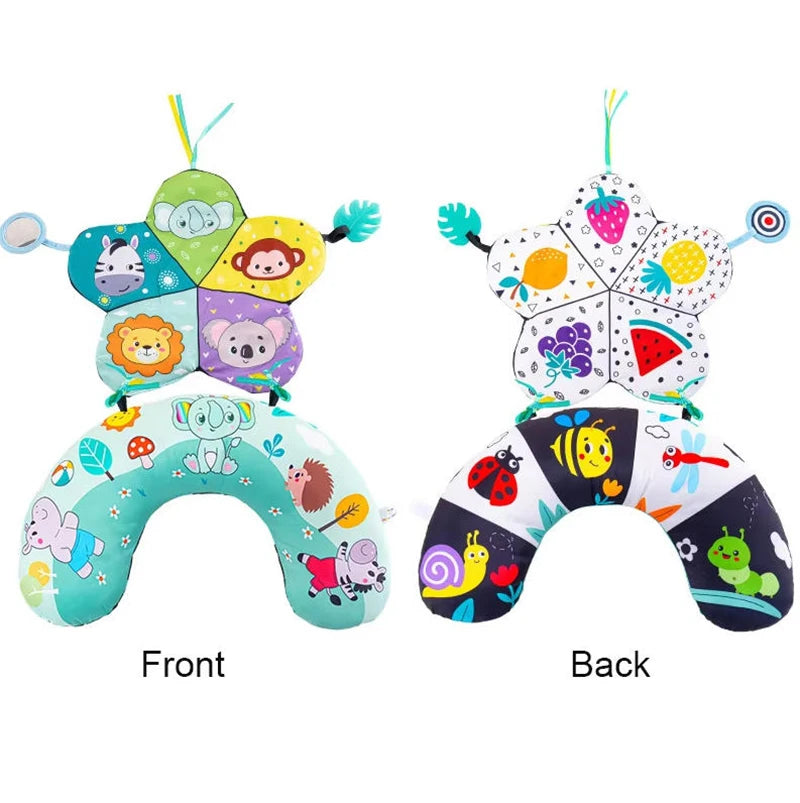 Oreiller pour bébé, coussin d’entraînement pour le ventre, coussin de couchage noir et blanc à contraste élevé, jouet sensoriel double face pour nouveau-né, coussin d’entraînement tête haute