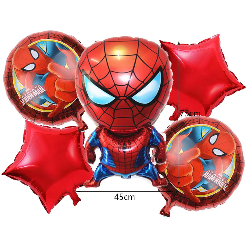 Décoration de fête d’anniversaire SpiderMan, ballons en latex et aluminium, vaisselle jetable pour enfant, fournitures d’événement, bannière en arrière-plan