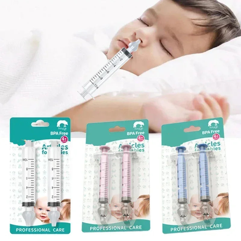 Nettoyant nasal pour bébé 2Pcs Nasal Washer Needle Tube Washer 10ML Aspirateur nasal pour nourrissons Nettoyant seringue Lavage Outils de soins pour bébés