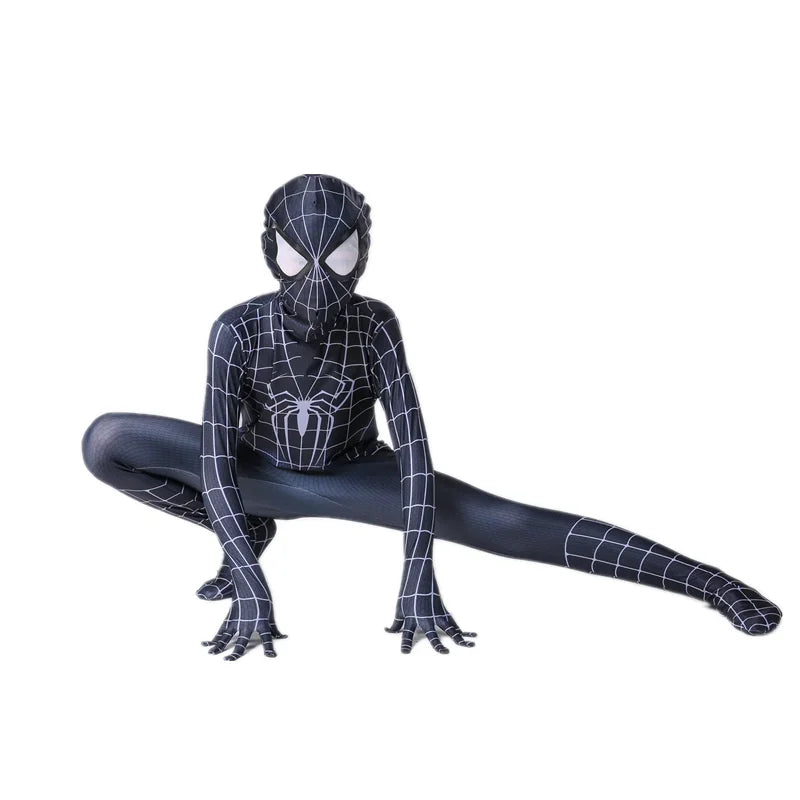 Super-héros pour enfants Grenouillère Personnage de film Jeu de rôle Masque Costume d’Halloween Araignée Motif Costume Enfants Cadeau de vacances