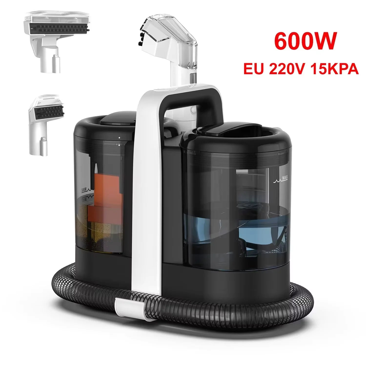 OMESER aspirateur Cleaner 600W 15KPa Nettoyant à moquette portable pour machine de nettoyage intégrée du rembourrage par aspiration et pulvérisation de rideaux sur canapé