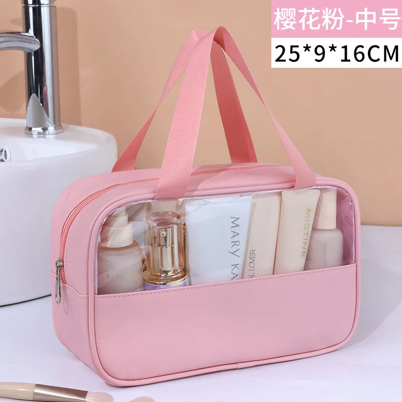 Sac cosmétique de voyage portable Sac de maquillage transparent pour femmes Sacs de bain grande capacité Étui de rangement multifonction imperméable
