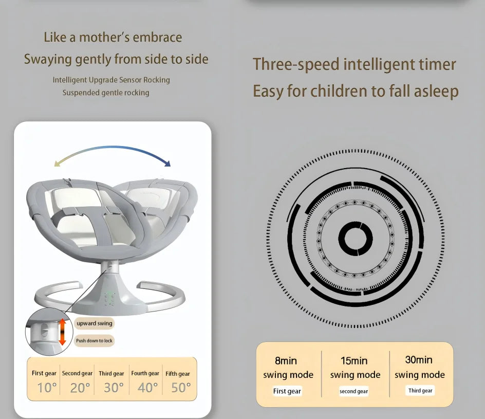 Berceau de bébé électrique Bluetooth avec moustiquaire, musique Bluetooth, chaise à bascule pour bébé, berceau multifonctionnel pour nouveau-nés 2024