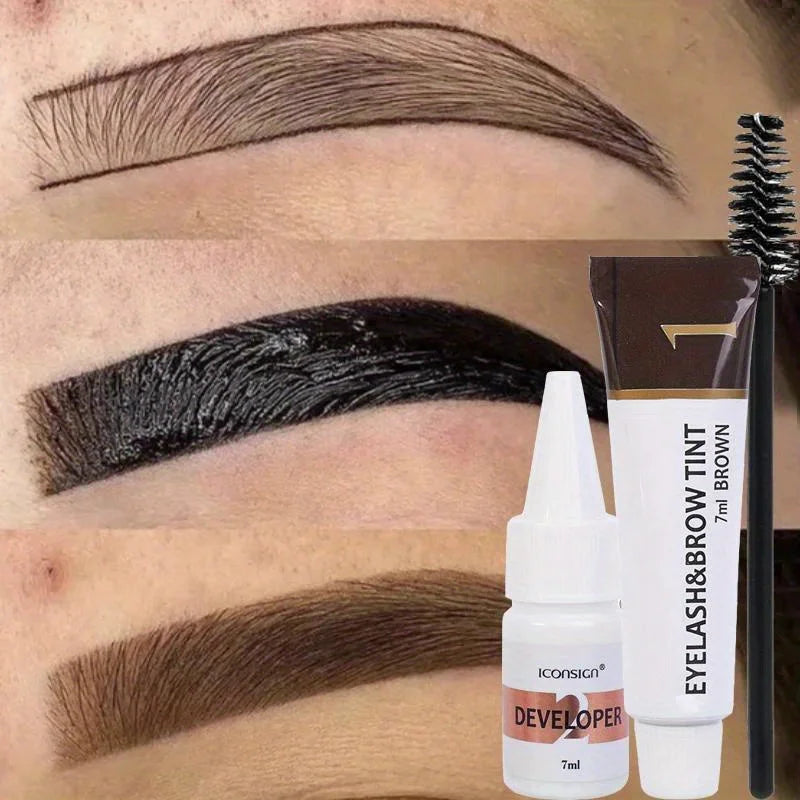 2 en 1 kit de teinture des cils et des sourcils, outil de maquillage de beauté professionnel pour la coloration des sourcils et des cils, adapté au quotidien