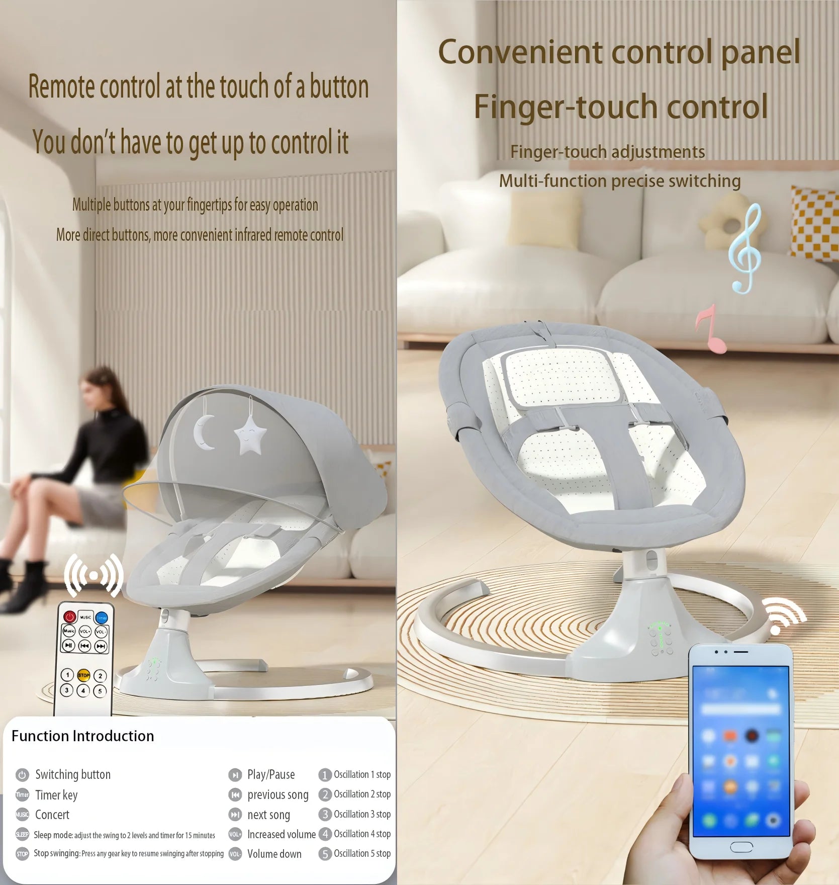 Berceau de bébé électrique Bluetooth avec moustiquaire, musique Bluetooth, chaise à bascule pour bébé, berceau multifonctionnel pour nouveau-nés 2024