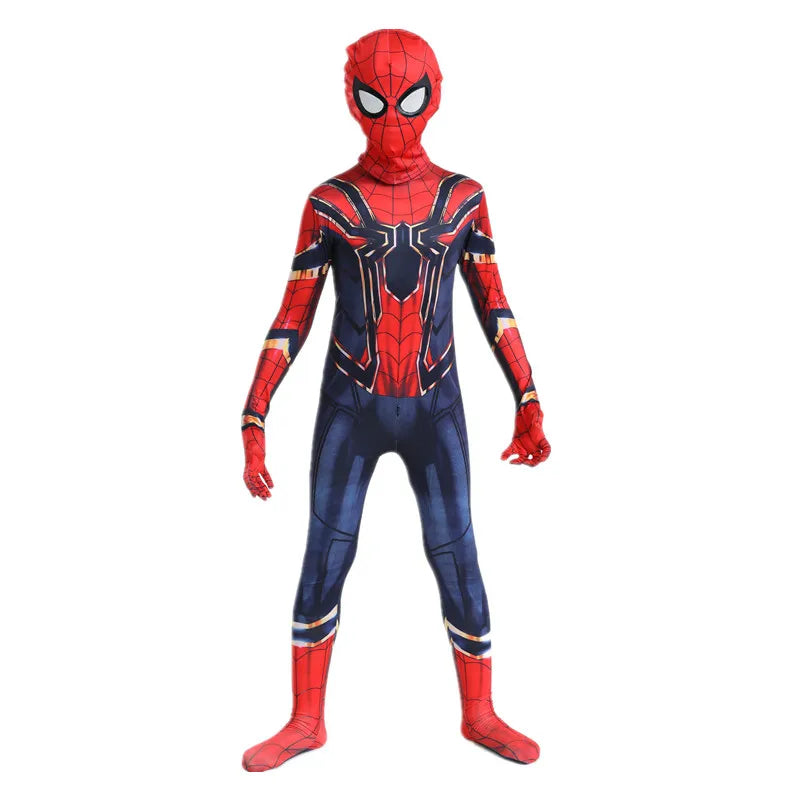 Super-héros pour enfants Grenouillère Personnage de film Jeu de rôle Masque Costume d’Halloween Araignée Motif Costume Enfants Cadeau de vacances