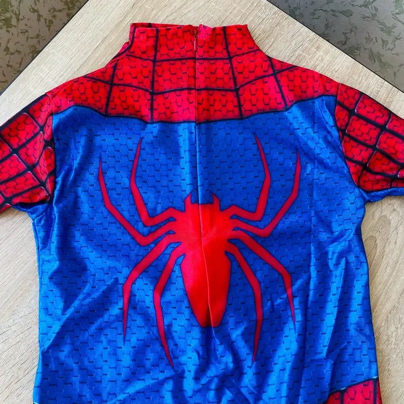 Super-héros pour enfants Grenouillère Personnage de film Jeu de rôle Masque Costume d’Halloween Araignée Motif Costume Enfants Cadeau de vacances