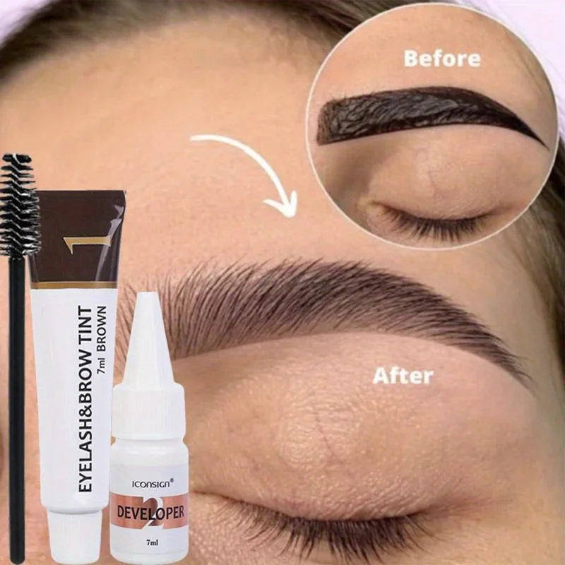 2 en 1 kit de teinture des cils et des sourcils, outil de maquillage de beauté professionnel pour la coloration des sourcils et des cils, adapté au quotidien