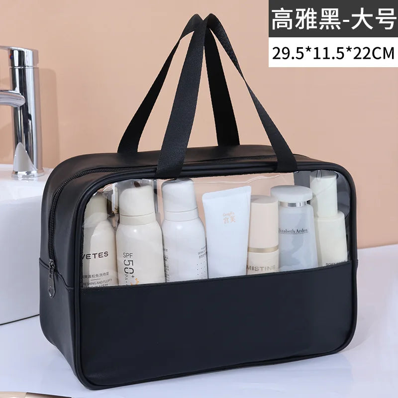 Sac cosmétique de voyage portable Sac de maquillage transparent pour femmes Sacs de bain grande capacité Étui de rangement multifonction imperméable