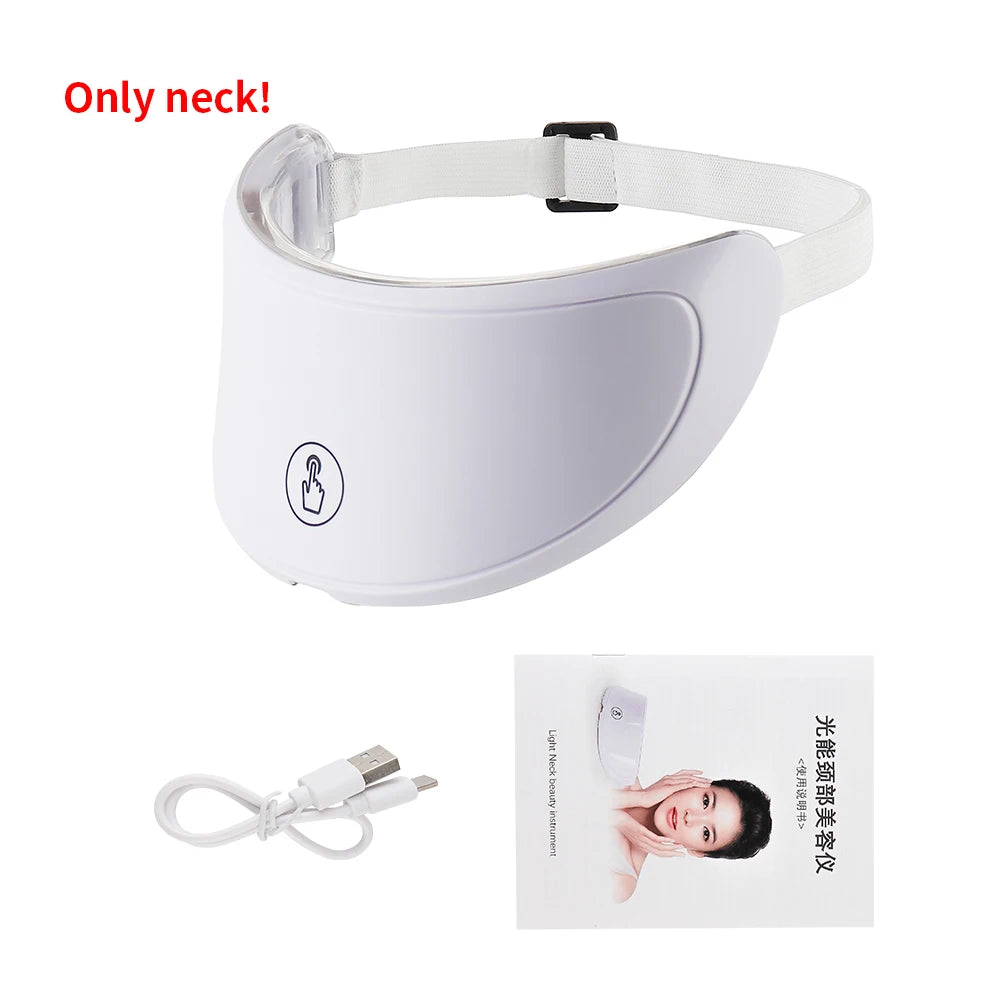 Machine de beauté visage sans fil à LED en 7 couleurs, masque facial photonique pour le cou, la peau du cou, le rajeunissement et le raffermissement
