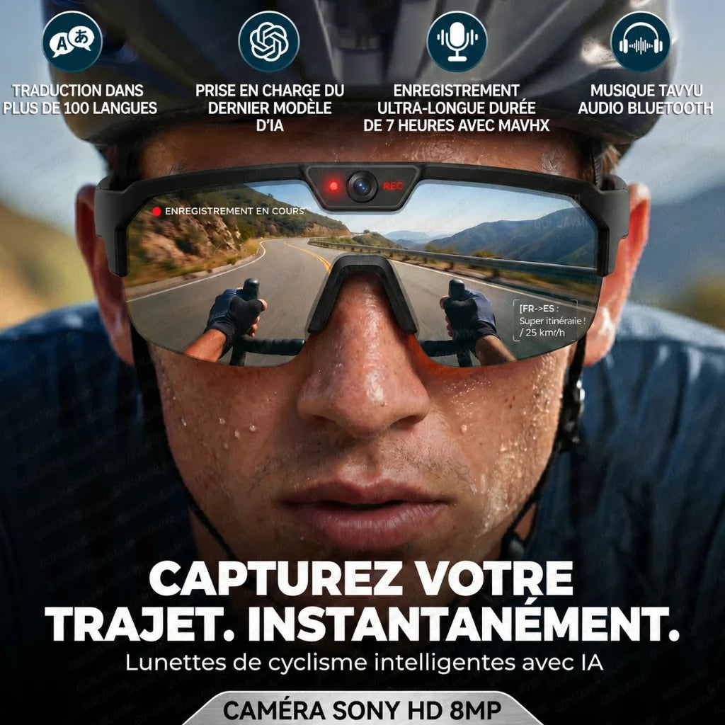Lunettes 800W Caméra HD Anti-shake Vélo Prise de vue Artifact Lunettes coupe-vent