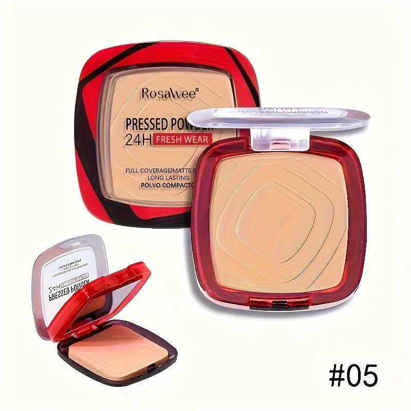 Fond de teint en poudre pressée mate à couverture complète avec applicateur moussant, maquillage en poudre de finition léger mat 24H Fresh Wear