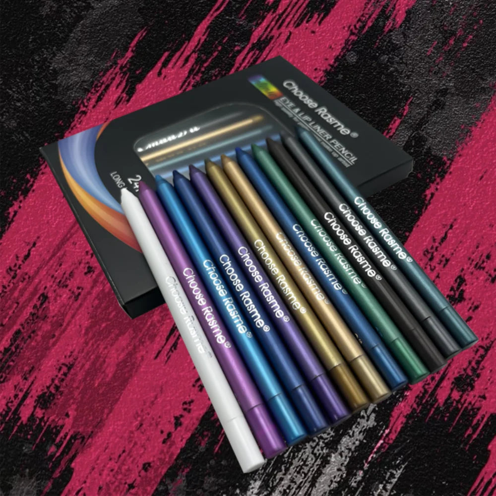 12 pcs Ensemble de stylos eyeliner imperméables avec effets chatoyants - Comprend fard à paupières durable et facile à colorer