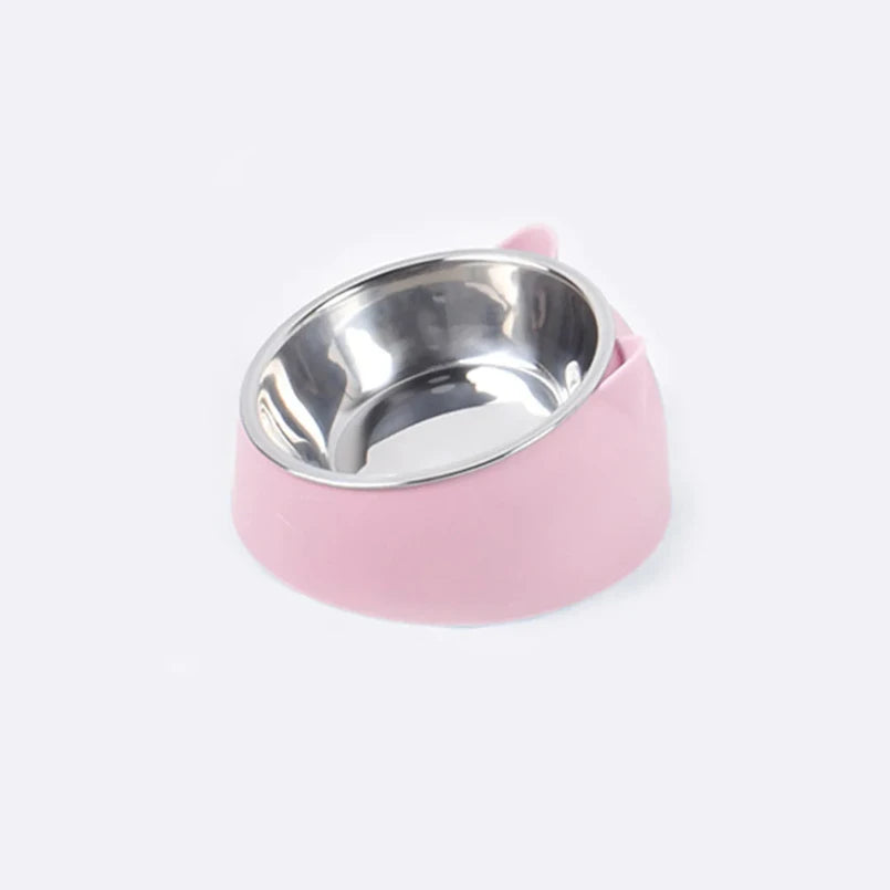 Bol pour chat et chien à 15 degrés surélevé, base antidérapante pour chiot, nourriture pour chat, mangeoire en acier inoxydable, dispositif de sécurité pour le cou incliné, animal de compagnie