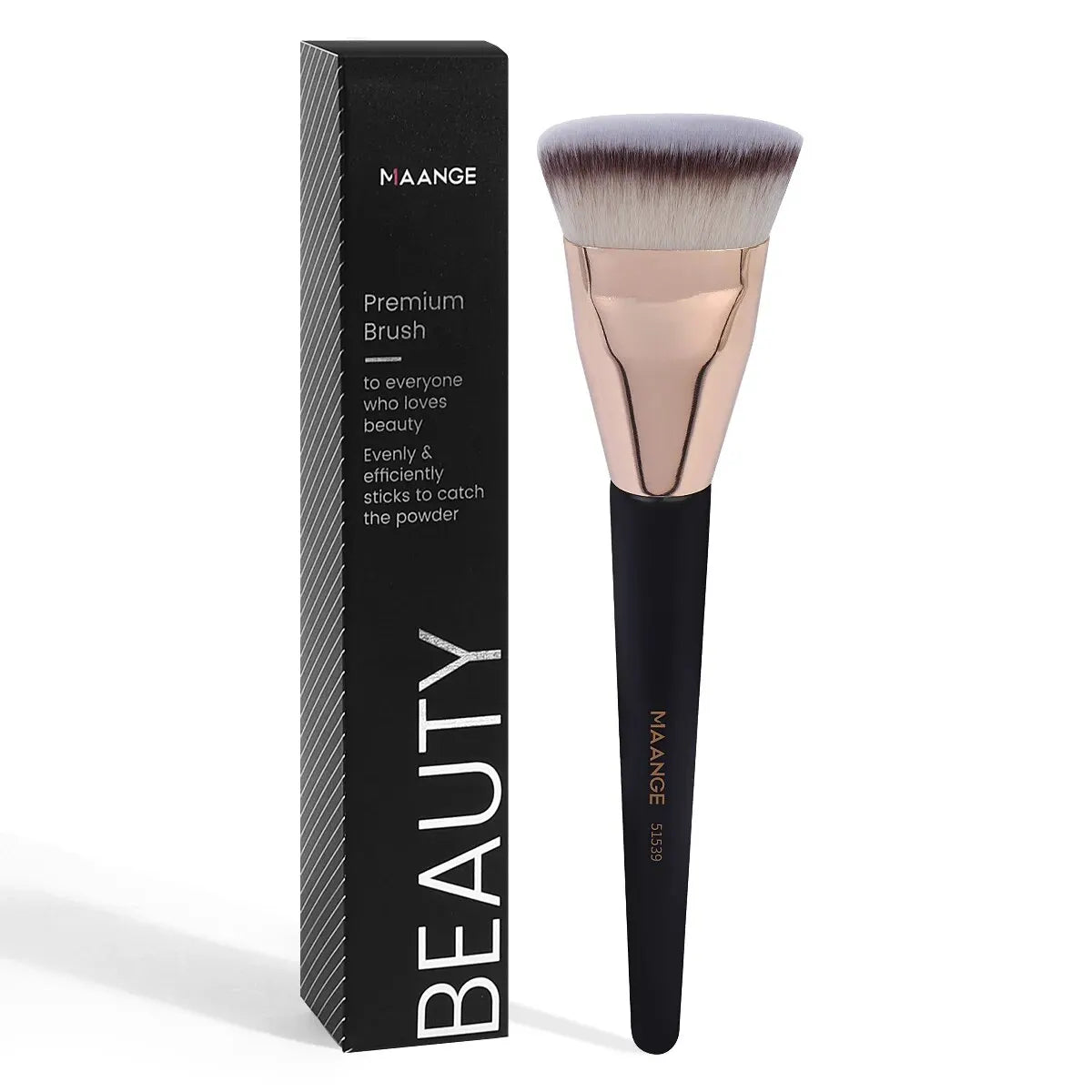 MAANGE Pinceau à fond de teint simple, tube rond et plat avec boîte de poudre, blush, anti-cernes, pinceau à maquillage, outil de maquillage doux pour la peau