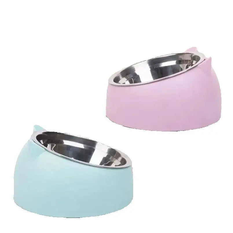 Bol pour chat et chien à 15 degrés surélevé, base antidérapante pour chiot, nourriture pour chat, mangeoire en acier inoxydable, dispositif de sécurité pour le cou incliné, animal de compagnie