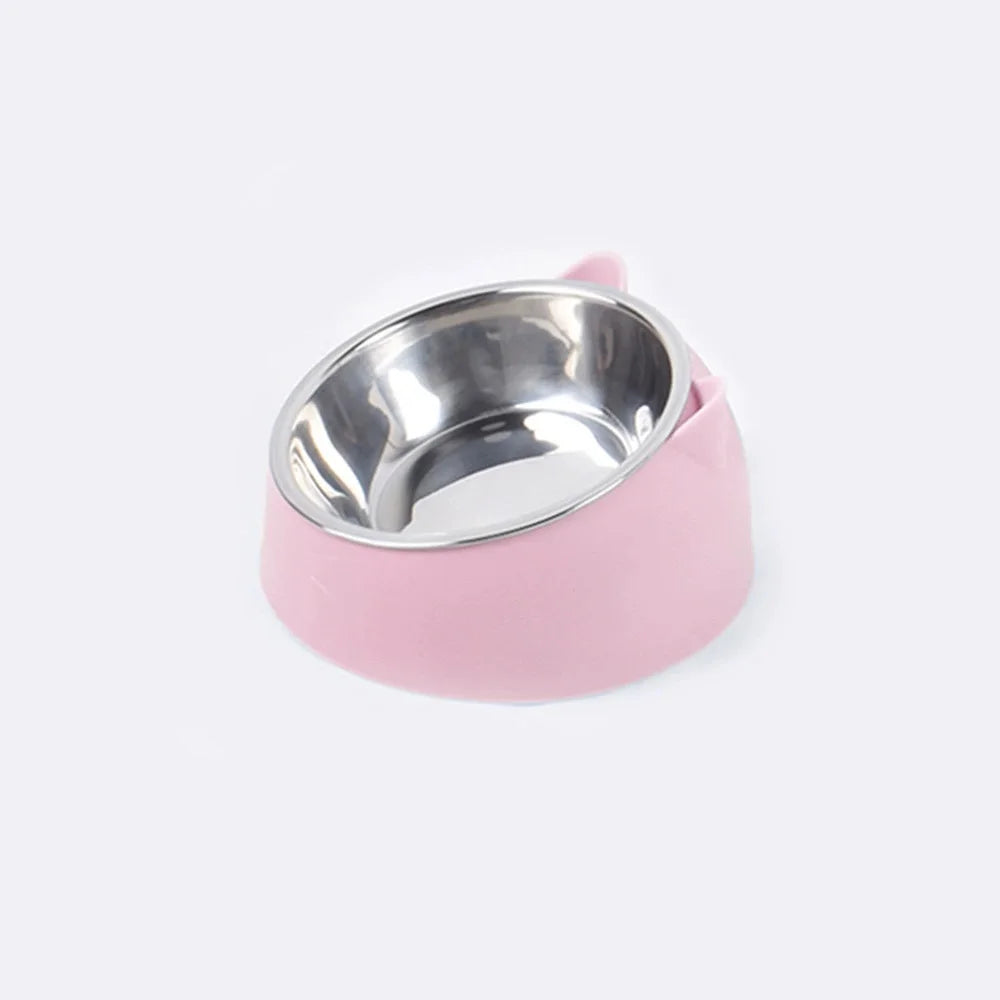 Bol pour chat et chien à 15 degrés surélevé, base antidérapante pour chiot, nourriture pour chat, mangeoire en acier inoxydable, dispositif de sécurité pour le cou incliné, animal de compagnie