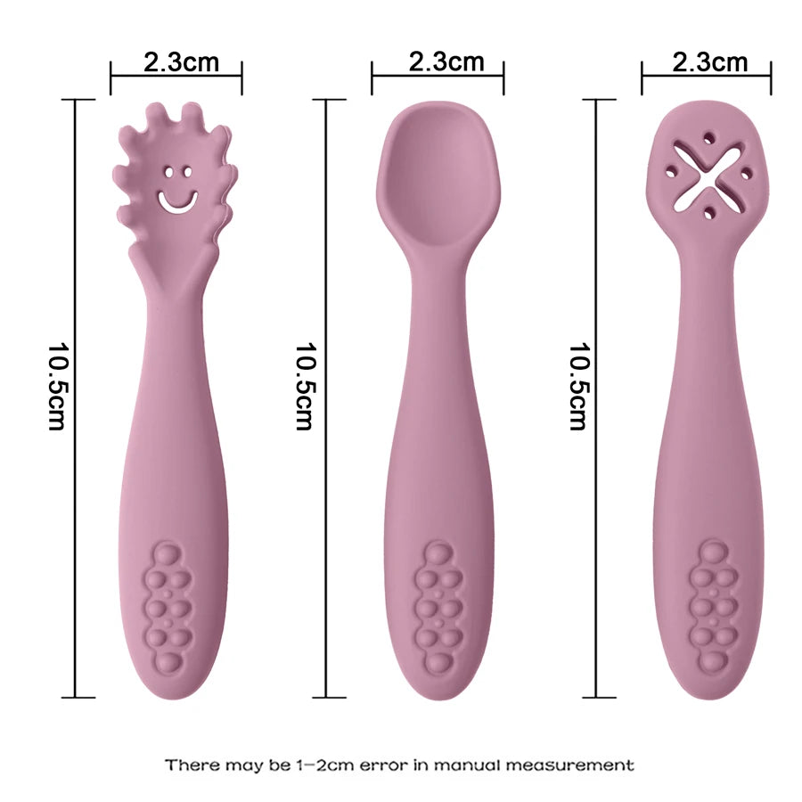 3PCS Mignon Bébé Apprentissage Cuillères Ustensiles Ensemble Nouveau-né Alimentation Cuillère Ensemble Tout-petit Cuillère Sevrage Couverts Enfants Tablewar