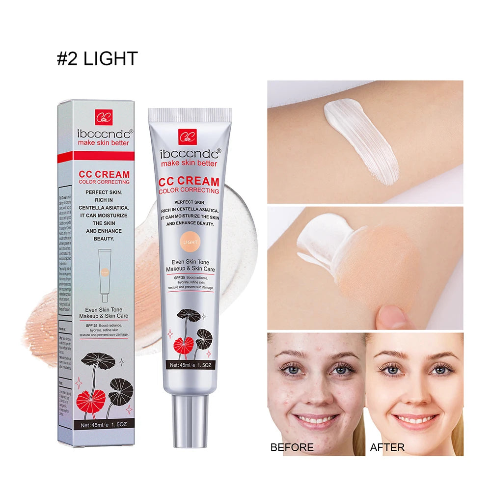 45ml Correcteur de couleur CC Crème Visage Centella Asiatica Réparation BB Cream Correcteur naturel Blanchissant Fond de teint liquide Cosmétiques