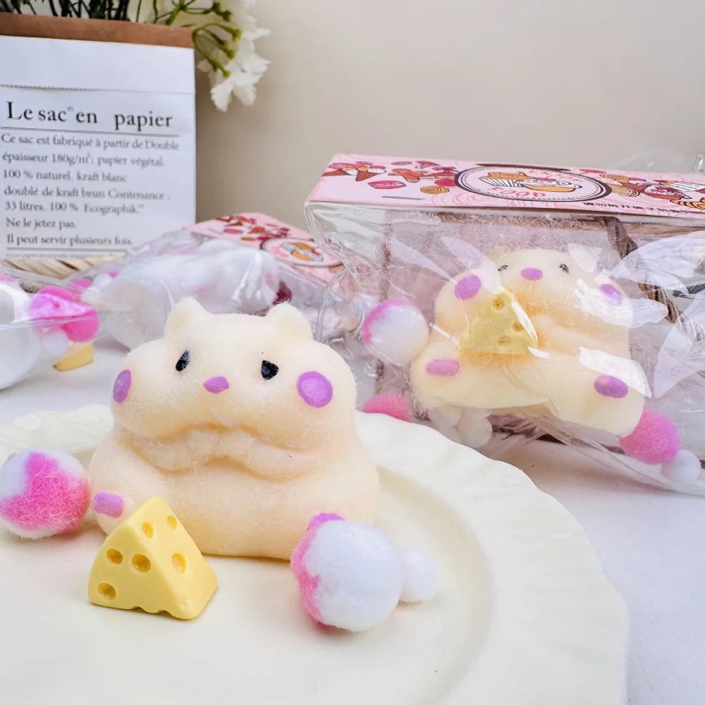 Nouveau hamster moelleux kawaii à montée lente avec une texture mochi hamster moelleux fait main pelucheux