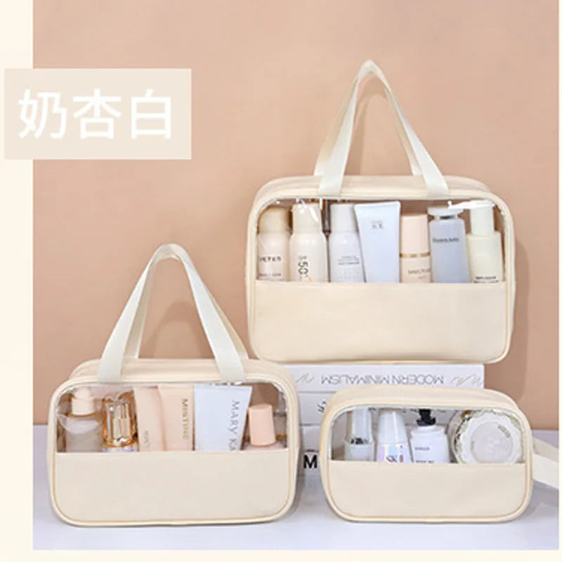 Sac cosmétique de voyage portable Sac de maquillage transparent pour femmes Sacs de bain grande capacité Étui de rangement multifonction imperméable