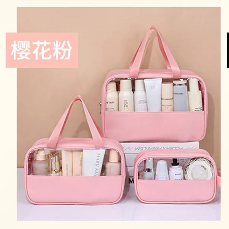 Sac cosmétique de voyage portable Sac de maquillage transparent pour femmes Sacs de bain grande capacité Étui de rangement multifonction imperméable