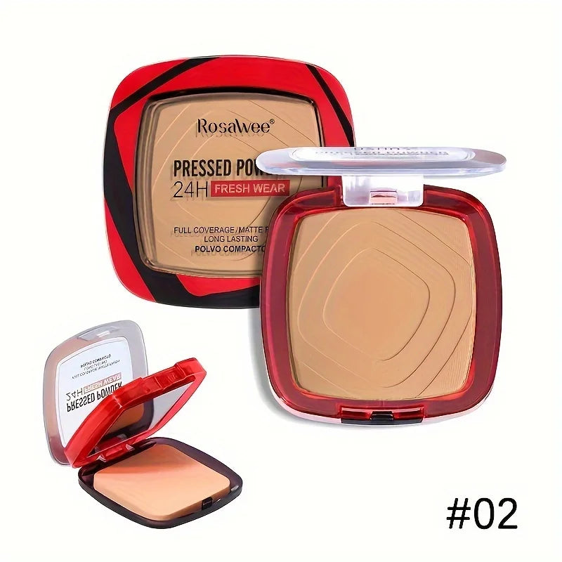 Fond de teint en poudre pressée mate à couverture complète avec applicateur moussant, maquillage en poudre de finition léger mat 24H Fresh Wear
