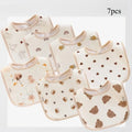 7pcs Bavoirs en coton imperméables pour bébés, linges à barboter, serviette à salive pour nouveau-nés, dessin animé, impression, accessoires pour bébés, biberons